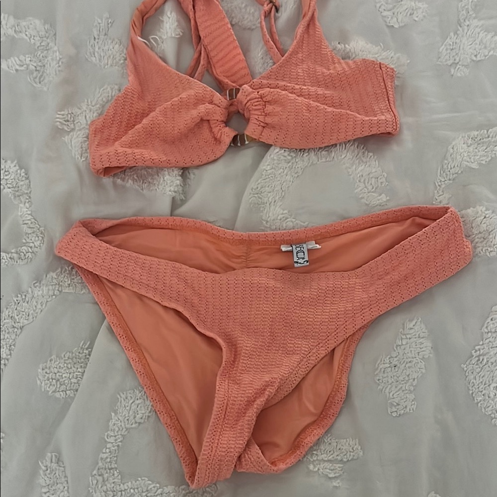 BECCA Women's Peach Textured Bikini Set - Unbranded